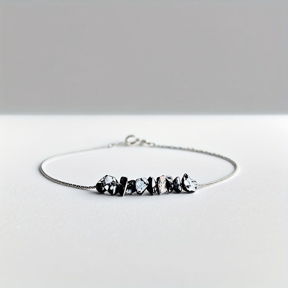 Black Snowflake Obsidian Bracelet & Foot Chain, Aura Shielding Charm
